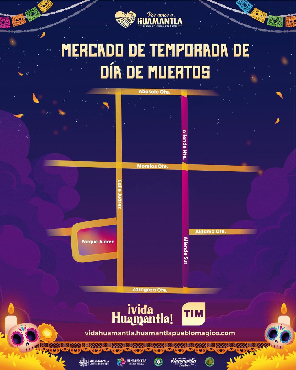 Cierre temporal de la calle Allende por instalación del Tianguis de Temporada de Día de Muertos